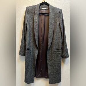 Alice + Olivia Midi Jacket Blazer Wool Blend Charcoal Gray Size Medium